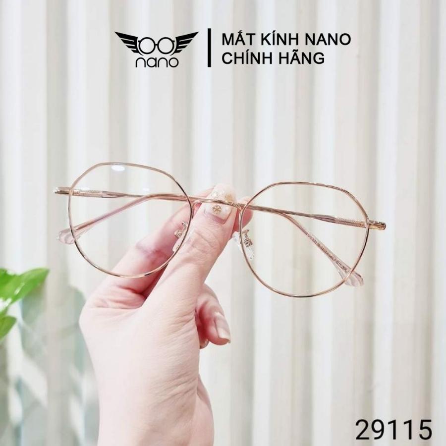 Gọng kính cận nữ nam kim loại, gọng kính đa giác NANO 29115 thời trang chống trầu xước chống tia UV