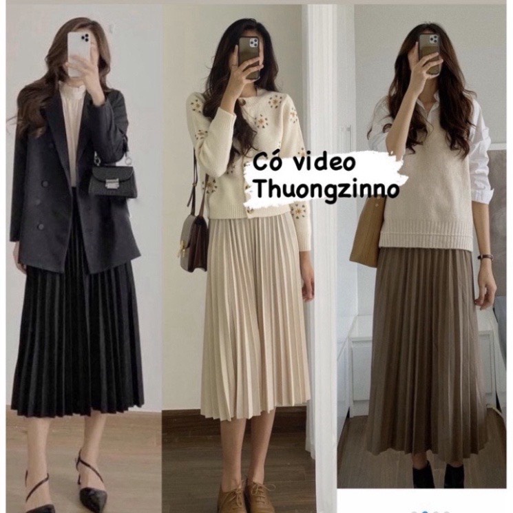 Chân Váy Midi Xếp Ly Dáng Dài , Váy Midi Dáng Xòe Freesize Che Khuyết Điểm | BigBuy360 - bigbuy360.vn