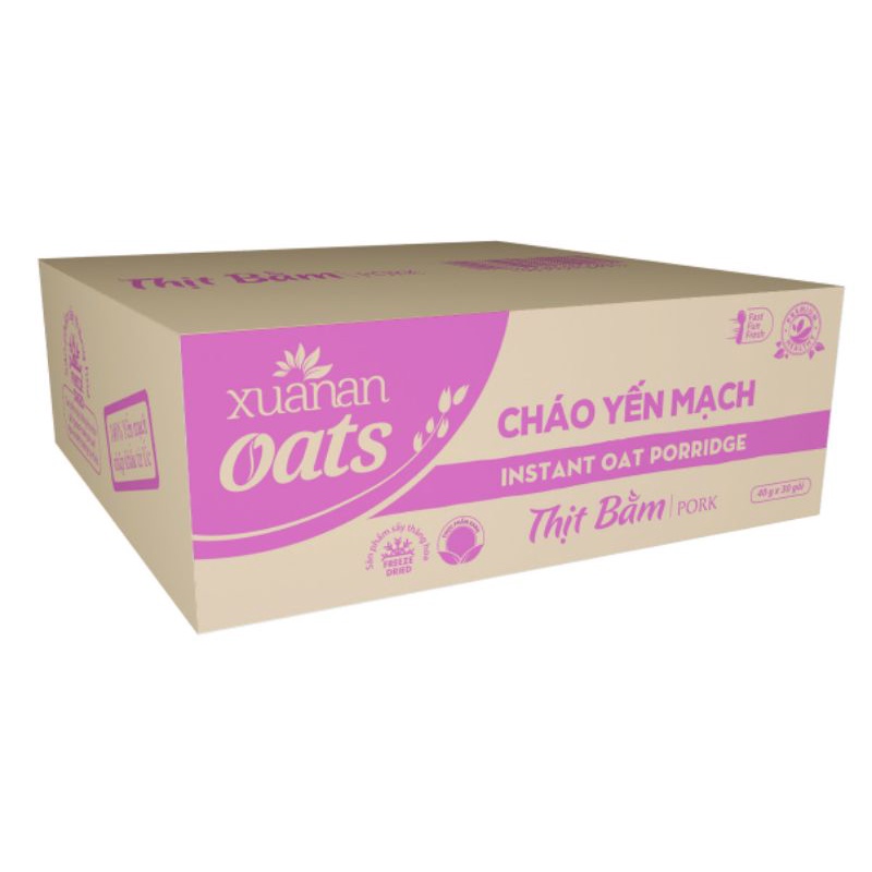 Thùng 30 gói cháo yến mạch Xuân An vị thịt bằm