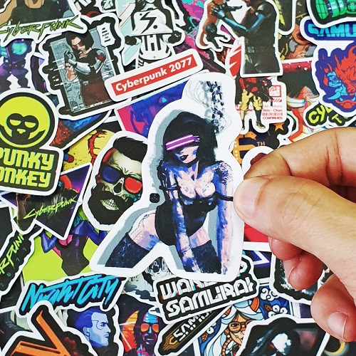 Bộ hình dán game Cyberpunk 2077 sticker pvc chống nước cao cấp, không bay màu - Owl Sticker