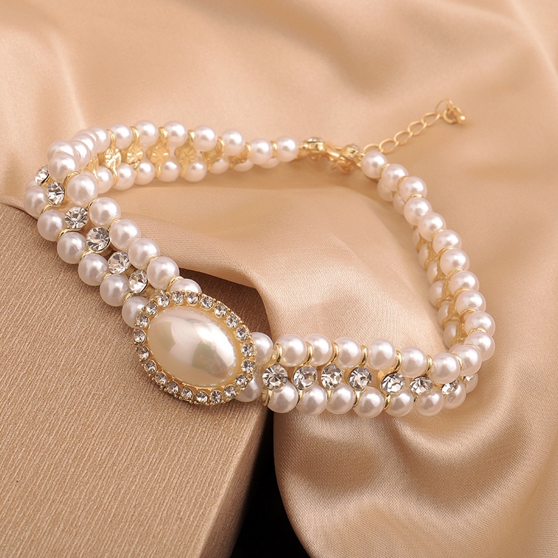 Vòng cổ Ngọc Trai Đính Đá Zircon Phong Cách Hoàng Cung Pháp Cổ Điển Cho Nữ