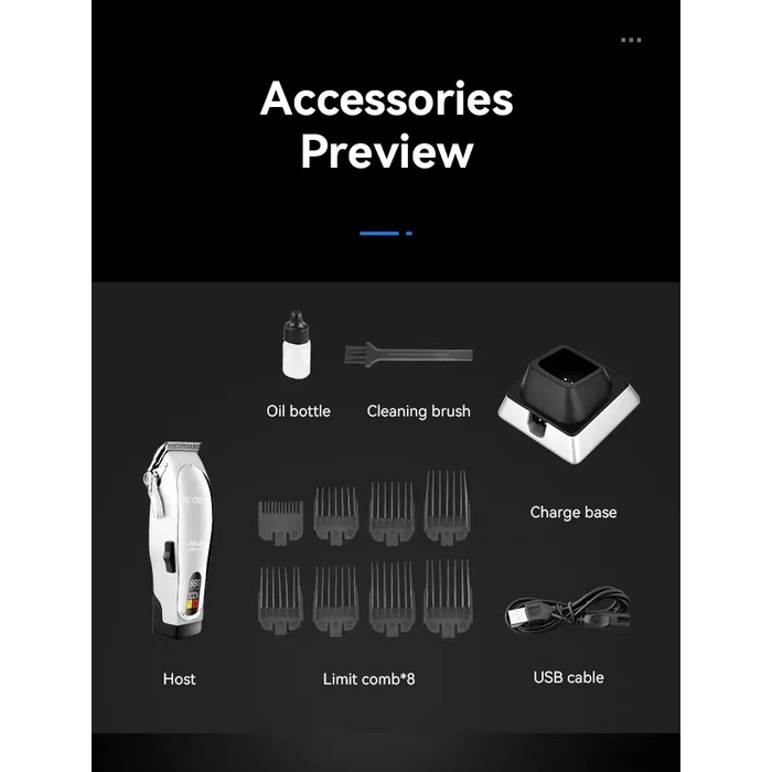 Tông đơ Kemei 12480 có lưỡi cắt tóc điều chỉnh Ion Lithium không dây chuyên nghiệp cho tiệm tóc