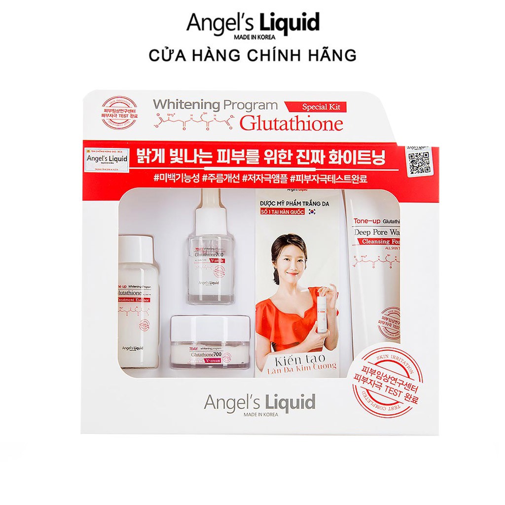 Bộ 4 sản phẩm Angel Liquid Whitening Program Glutathione Special Kit Dưỡng Trắng Da