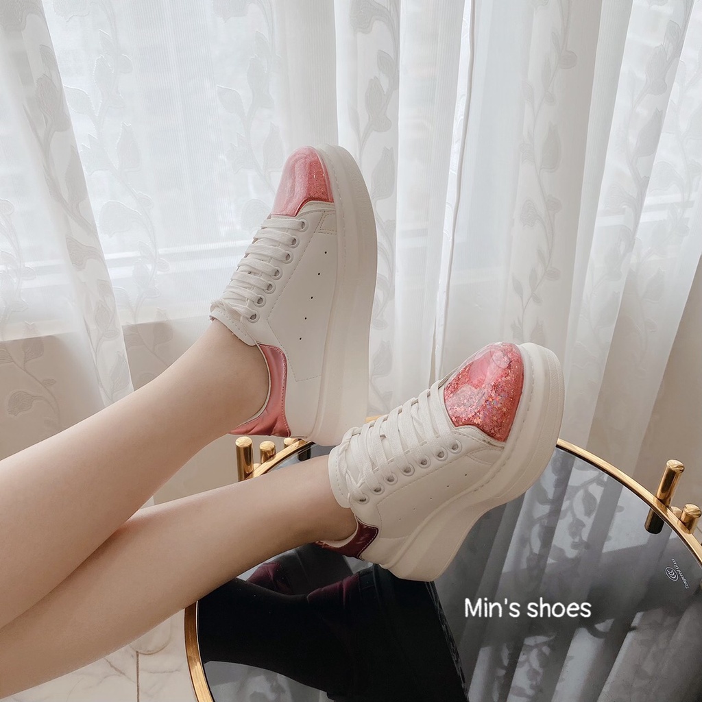 Min's Shoes - Sneakers Nữ TT66 Trắng gót hồng