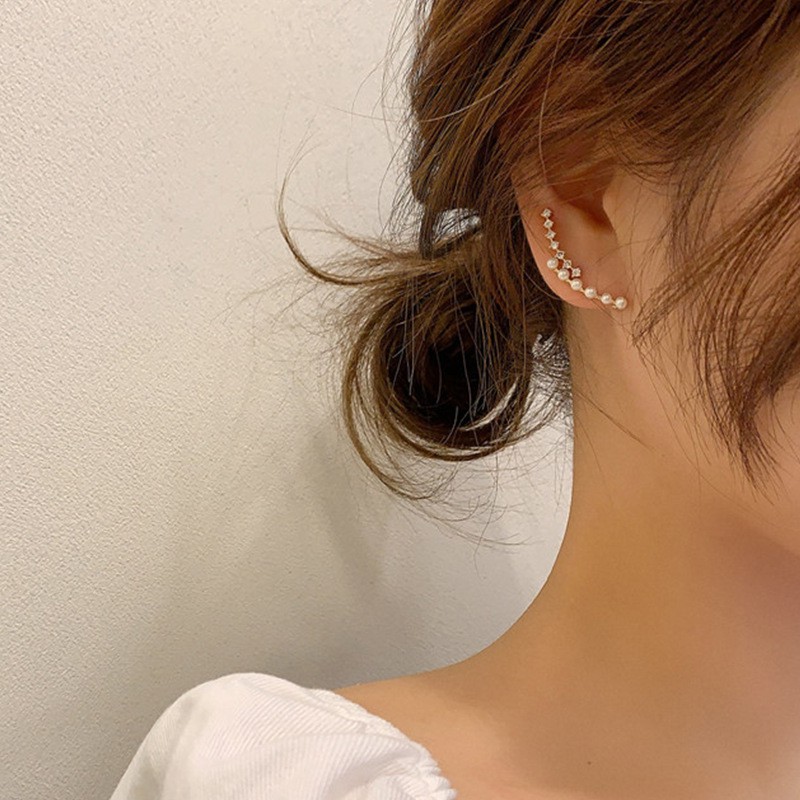 Hoa tai bạc 925 đính ngọc trai giả phong cách Hàn Quốc thời trang