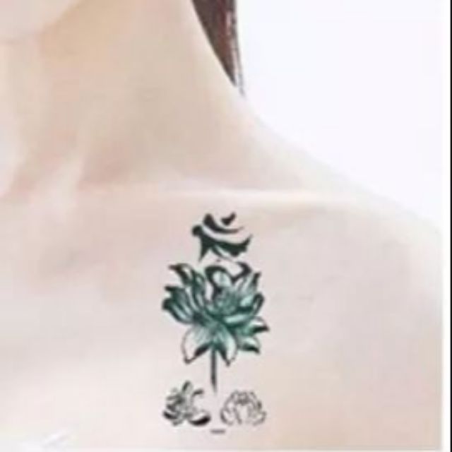 Hình xăm tatoo sen cửa phật d01. Xăm dán tatoo mini tạm thời, size <10x6cm