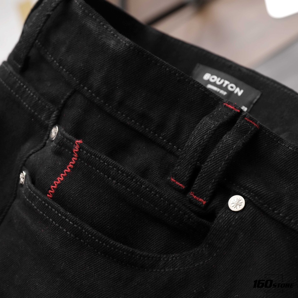 Quần Đùi Jean Nam, Quần Short Jean Nam BOUTON Màu Đen Trơn, Form Skinny, Co Giãn QSEC0004 160STORE. | BigBuy360 - bigbuy360.vn
