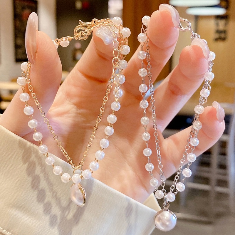 Vòng tay hạt châu trắng dễ thương cho bạn gái