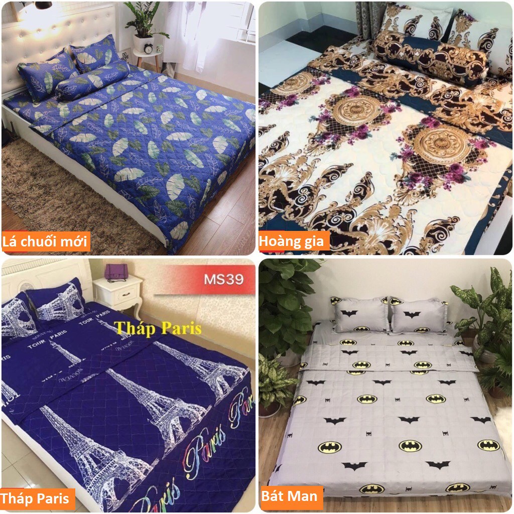 Bộ ga gối poly Drap 1m8 x 2m - 1 ga bo chun kèm 2 vỏ gối nằm mẫu thời trang