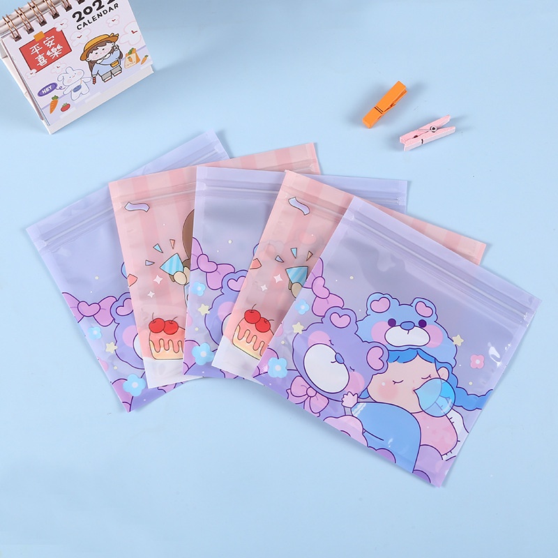 Túi zip nhỏ nhiều hình dễ thương túi nhôm có dây kéo mini màu