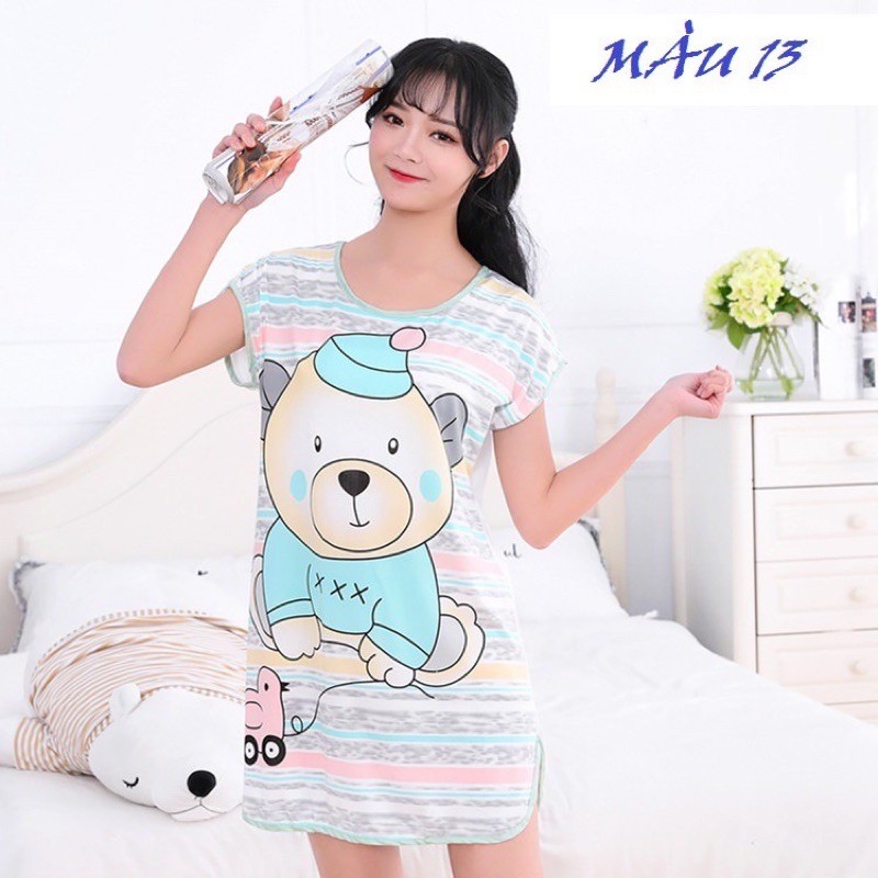Đầm ngủ mặc hoạt hình đáng yêu , hình 2 mặt chất thun co giãn 4 chiều mịn mát thấm hút mồ hôi , ship hoả tốc 30’