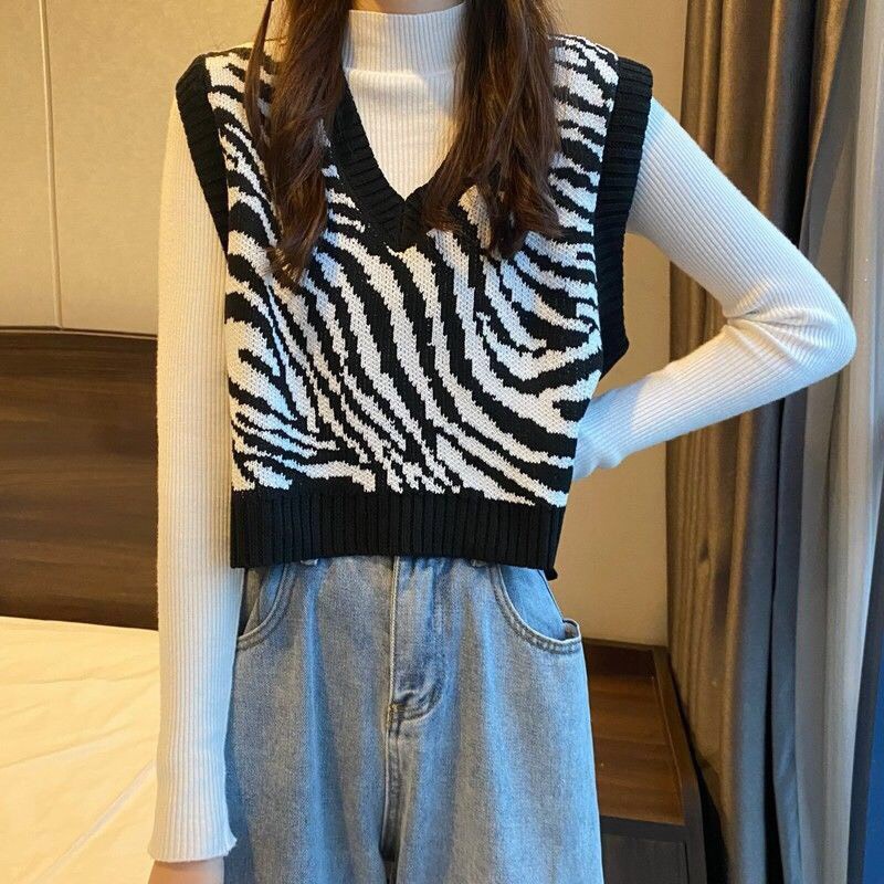 Áo Gile nữ họa tiết vằn