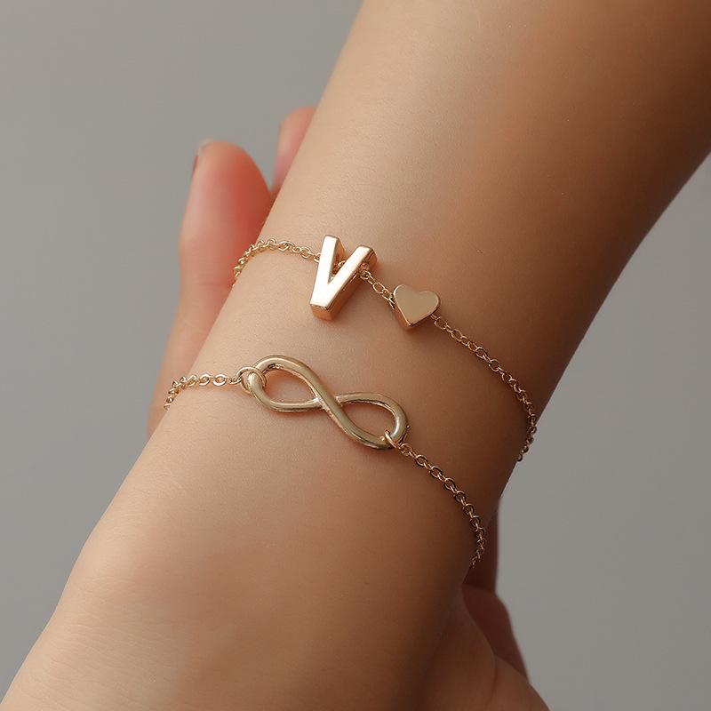 Lắc tay 2 lớp mặt trái tim/chữ/biểu tượng vô cực độc đáo