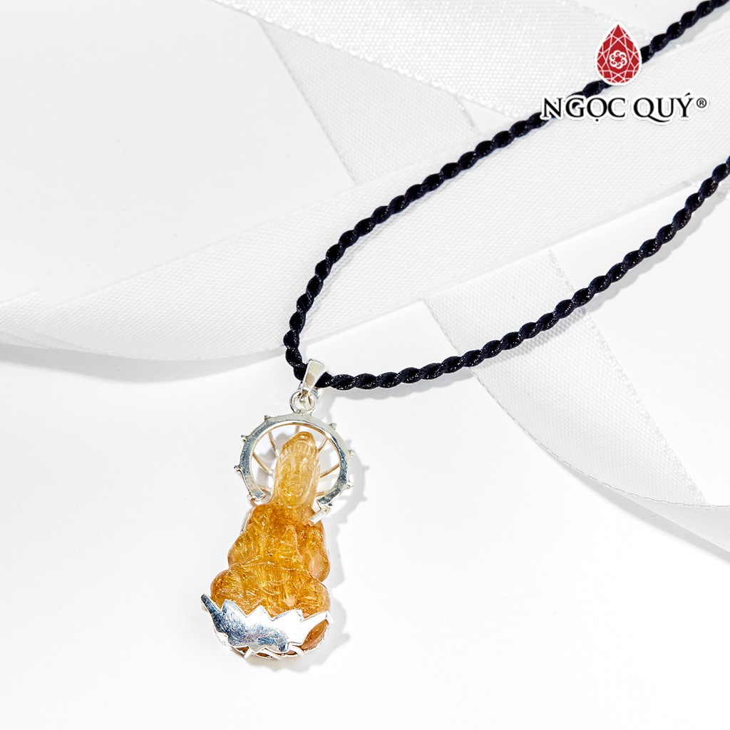 Mặt Dây Chuyền Phật Bà Quan Âm TA Tóc Vàng Bọc Bạc - Ngọc Quý
