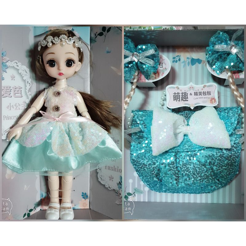 Đồ Chơi Búp Bê Công Chúa Barbie, Elsa Tặng Kèm Túi Đính Ngọc Trai, Kẹp Tóc Cho Bé Gái