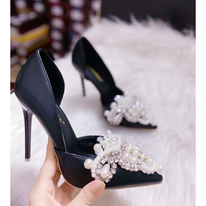 TK3168-3 GIÀY CAO GÓT BIGTREE ĐÍNH CƯỜM ĐÁ, GIÀY CƯỚI