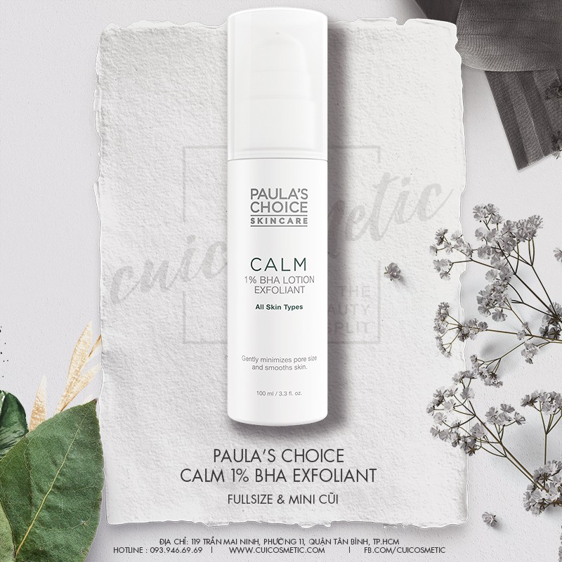 Tẩy Da Chết Paula's Choice Calm Redness Relief 1% BHA Lotion Exfoliant Dùng Cho Da Cực Kì Nhạy Cảm, Da Ửng Đỏ