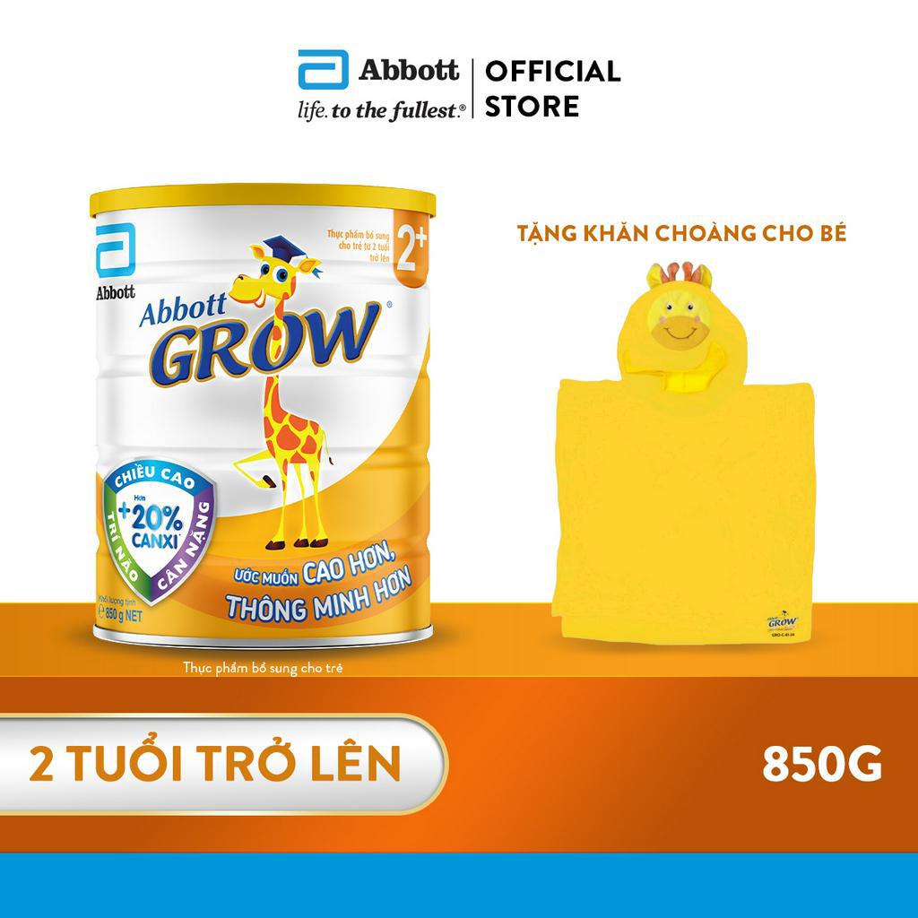 [Tặng Khăn choàng cho bé] Sữa bột Abbott Grow 2+ 850g