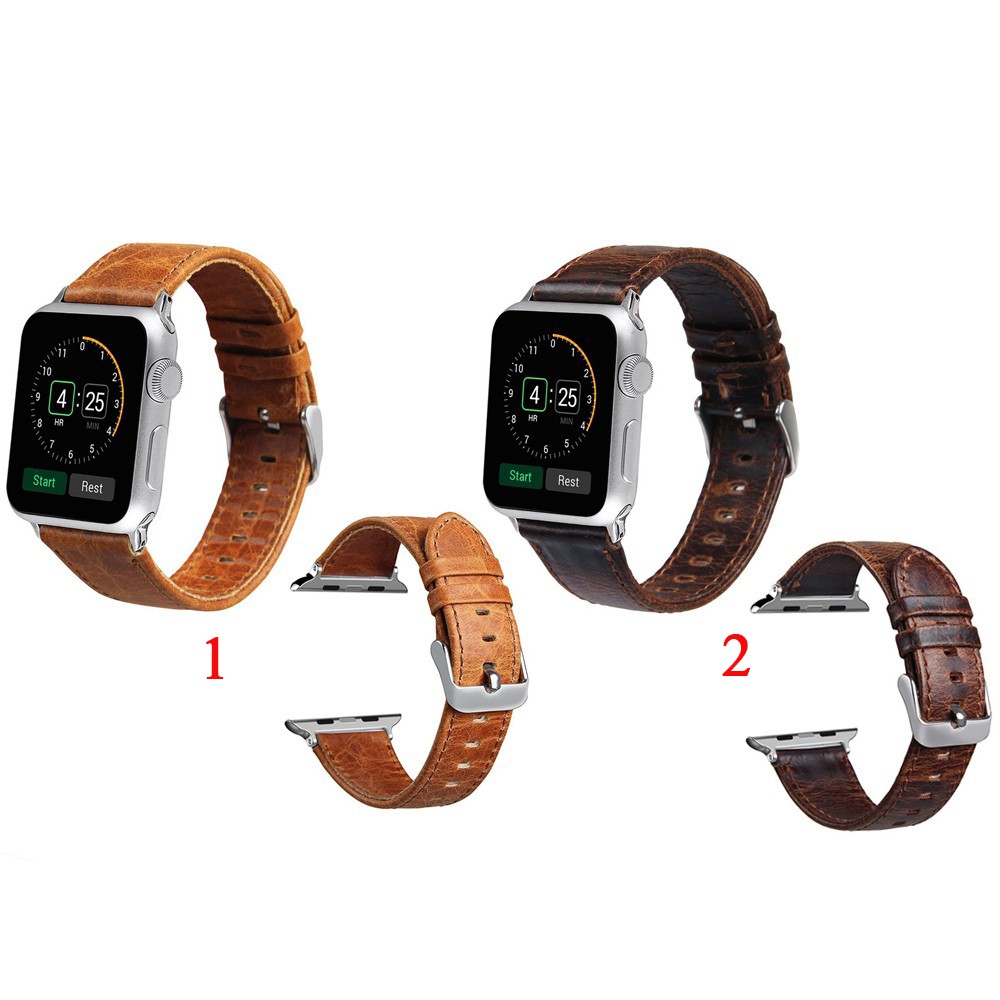 Dây đeo thay thế chất liệu da phong cách cổ điển cho Apple Watch 1/2/3 4 5 6 SE 7