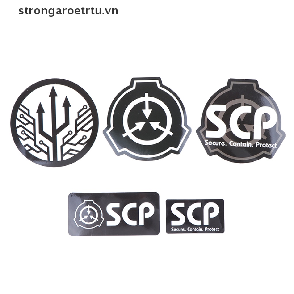 Set 5 Sticker Dán Nền SCP Vinyl Chống Nước Cho Laptop Guitar Ván Trượt Tủ Lạnh