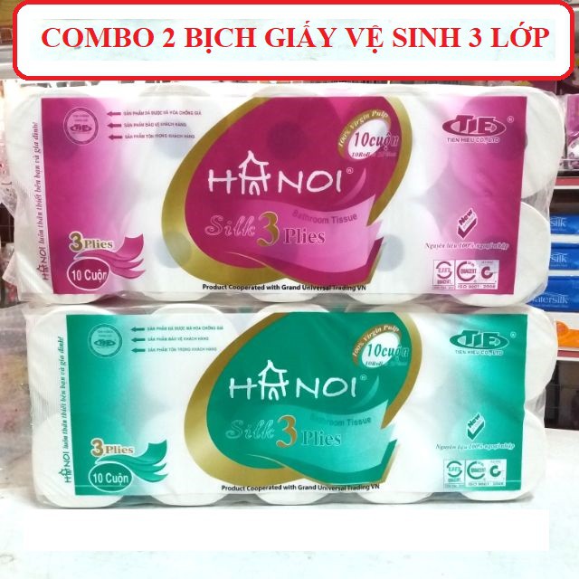 COMBO 2 BỊCH GIẤY VỆ SINH 3 LỚP 10 CUỘN/BỊCH