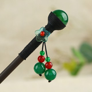 Trâm cài tóc thủ công bằng gỗ đính đá mã não độc đáo
