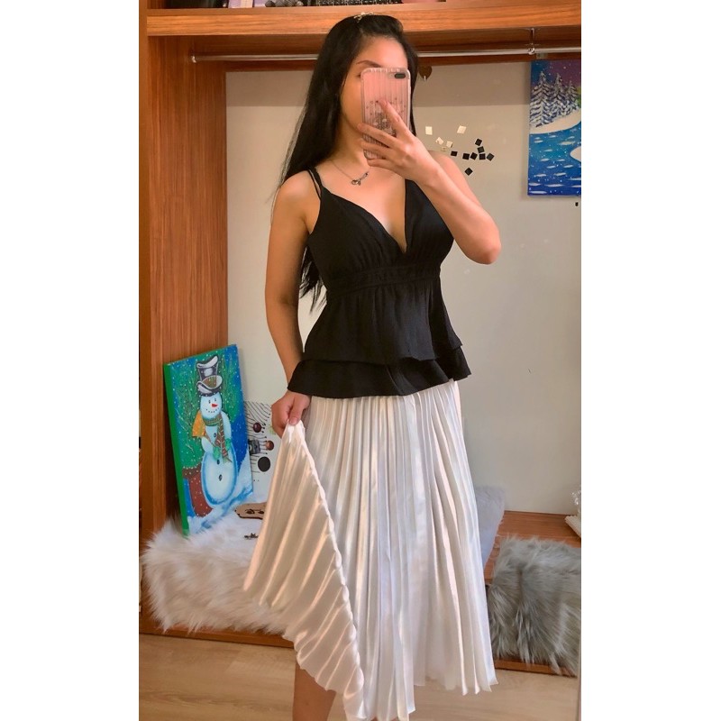(sẳn) Chân váy xếp ly màu Trắng 2 lớp rất đẹp (PLEATED SKIRT) | BigBuy360 - bigbuy360.vn