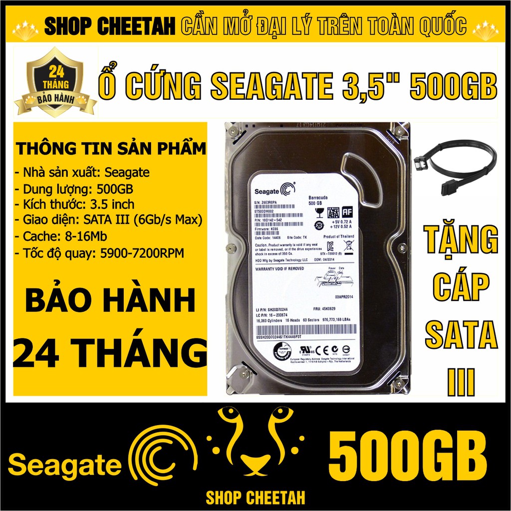 HDD 3.5” Seagate 500GB – Ổ cứng PC chính hãng – Mới 99% – Bảo hành 24 tháng – Tháo từ máy đồng bộ nhập khẩu