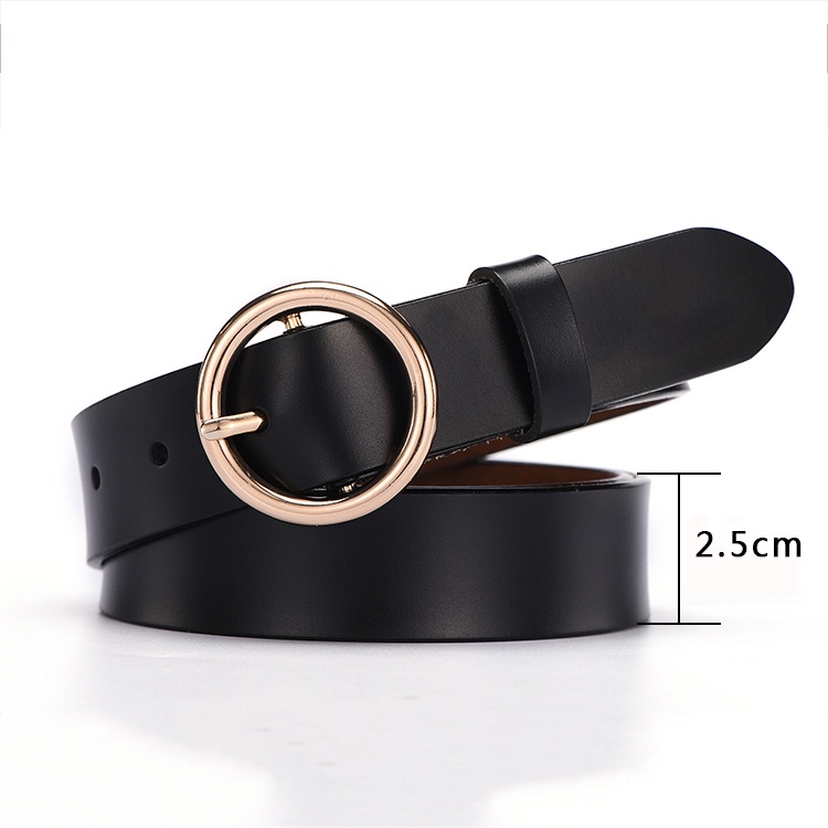 Thắt lưng da khóa kim loại tròn phong cách punk thời trang Hàn Quốc cho nữ