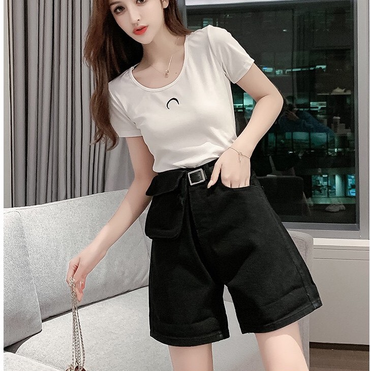 Quần Shorts Cạp Cao Túi Tháo Rời Phong Cách Ulzzang_C8