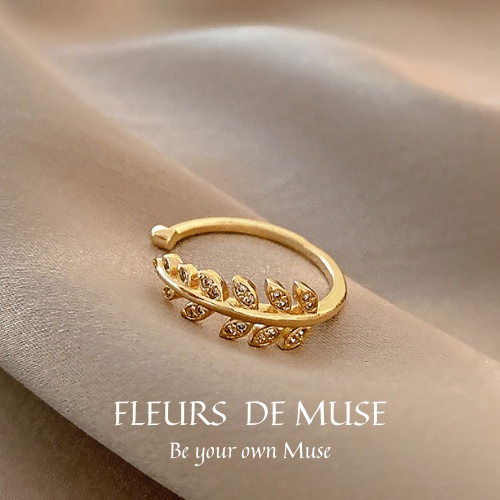 Nhẫn đính đá hình lá nguyệt quế siêu xinh Fleurs de Muse