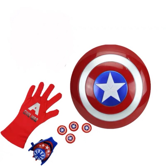❣️❣️ Đồ chơi Khiên Xoay Đèn & Bao Tay Bắn Thẻ Đội Trưởng Mỹ Captain America ❣️❣️ Size dành cho trẻ em