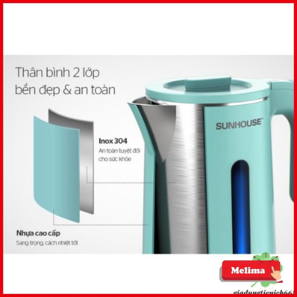 Ấm siêu tốc Sunhouse 02 lớp Inox, dung tích 1.8L mã SHD1351, siêu đẹp