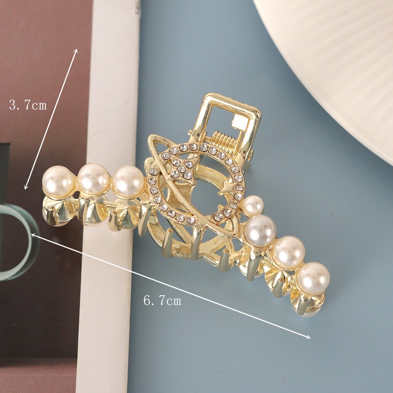 Kẹp tóc kim loại cao cấp đính đá, ngọc trai giả phong cách Hàn Quốc xinh xắn cho nữ K18