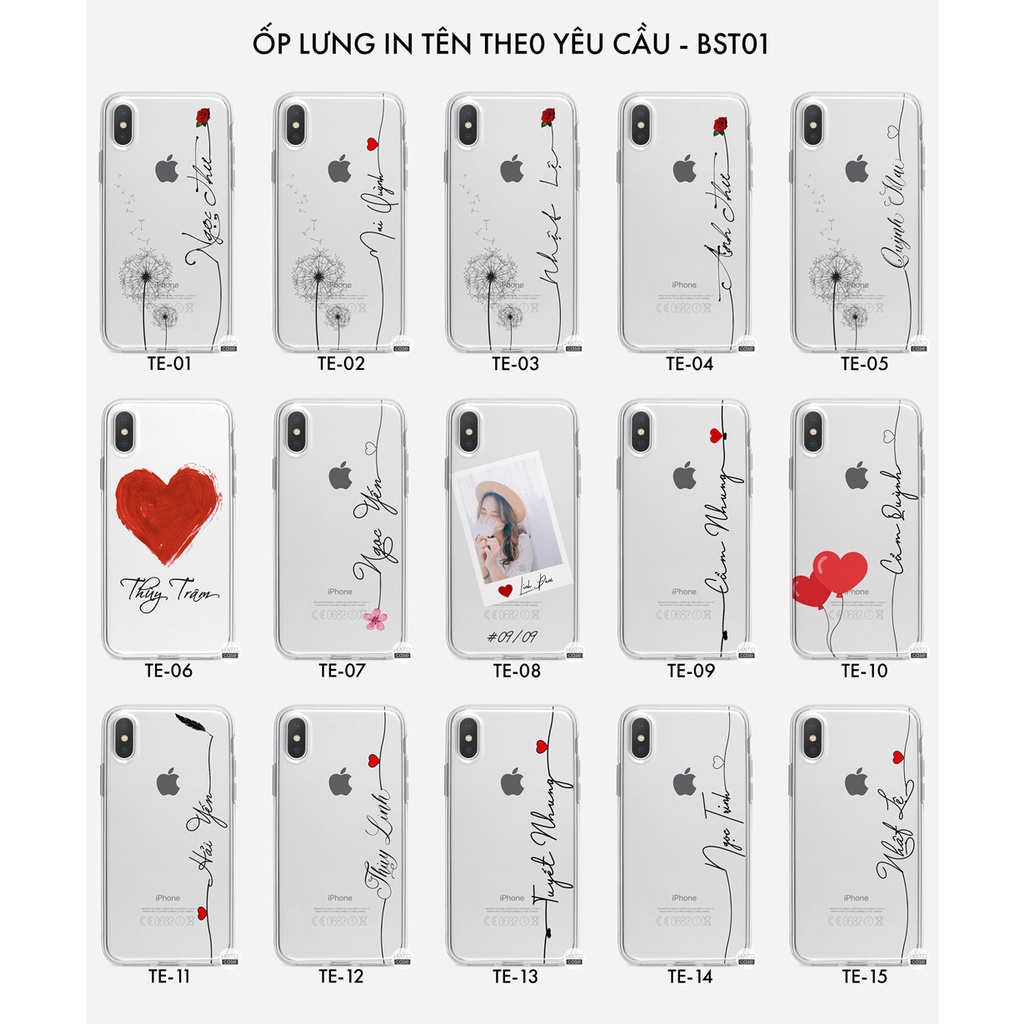 Ốp Lưng In Tên Theo Yêu Cầu Cho iPhone Samsung Oppo Realme Vivo Xiaomi Huawei