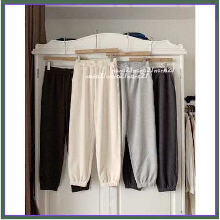 Quần jogger nữ nỉ ống rộng nhung tăm cá tính