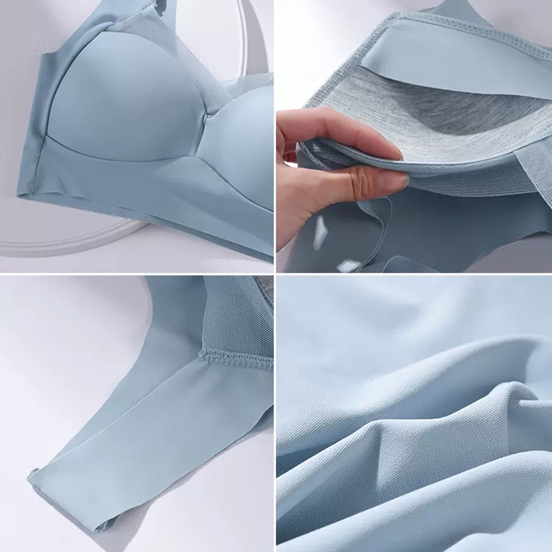 Finetoo L-3XL Áo Ngực Không Đường May Cổ Chữ V Khoét Sâu Màu Trơn Phối Ren Gợi Cảm Cho Nữ Cỡ L-3XL