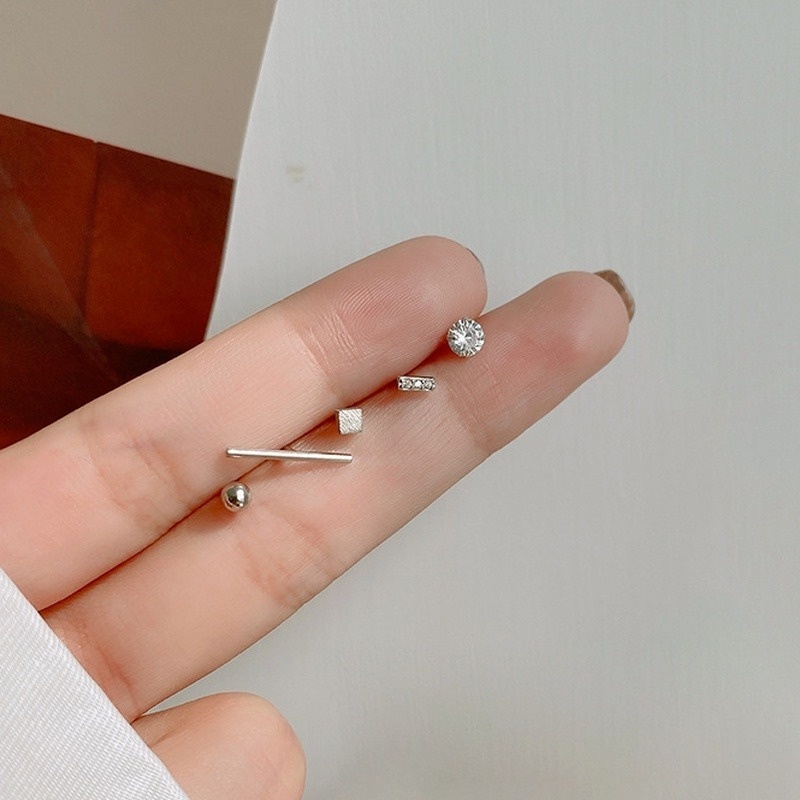 ✨✨Bộ 5 bông tai bạc S925 đính đá nhân tạo thời trang cho nữ