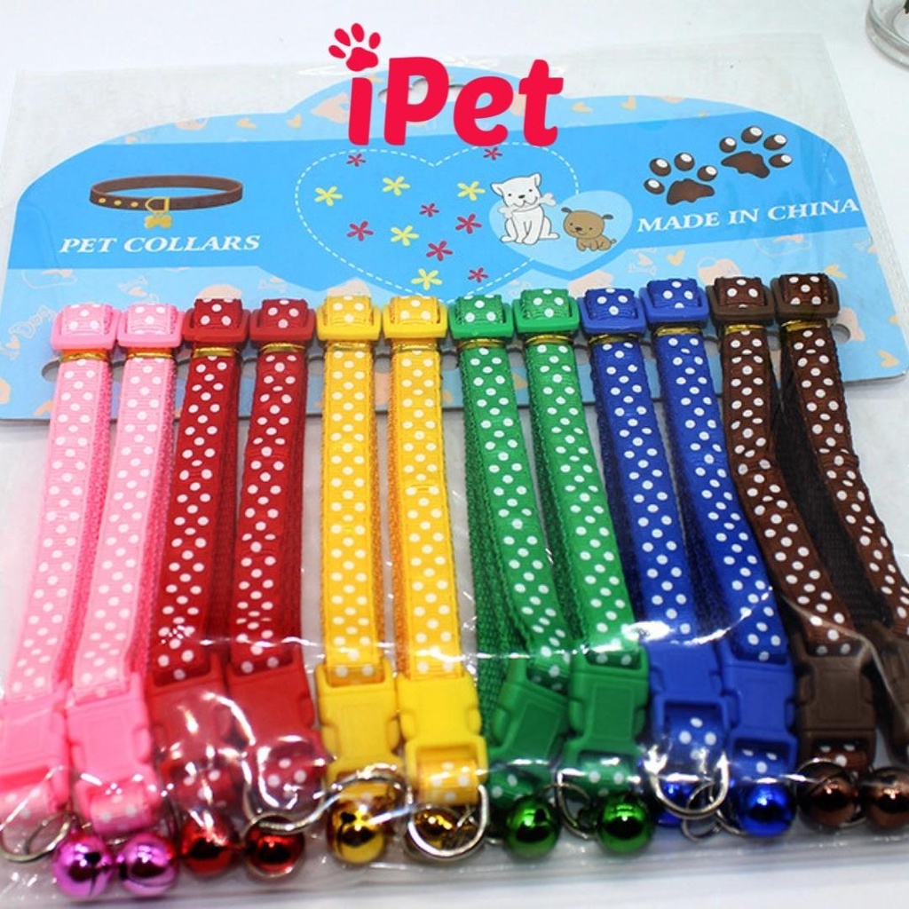 Vòng Cổ Cho Thú Cưng Chó Mèo Họa Tiết Chấm Bi Dễ Thương - iPet Shop