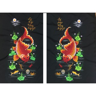 Tranh thêu vi tính Đôi Lý Ngư Vọng Nguyệt (Chưa khung)