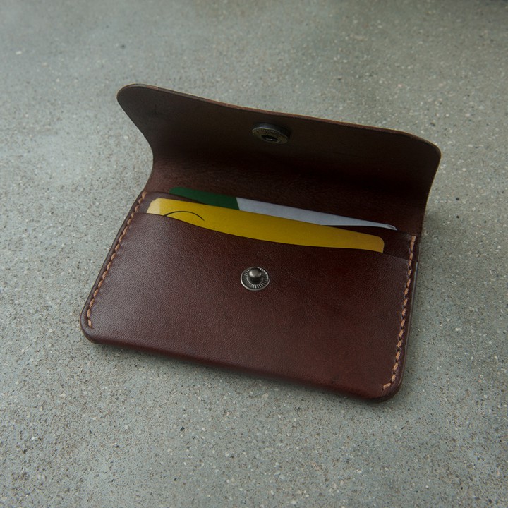 Ví da nữ mini màu nâu - Da bò thật - Đồ da Handmade Mino Crafts