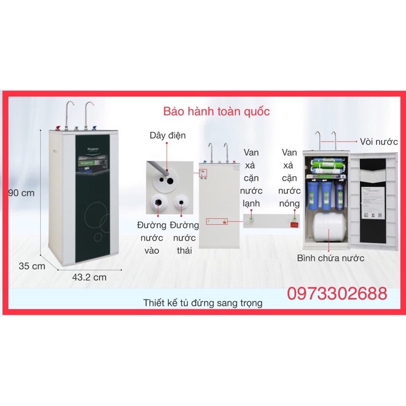 Máy lọc nước RO Kangaroo KG10A3 KG19A3 - máy lọc nước 2 vòi -3 chế độ nóng, lạnh, nguội