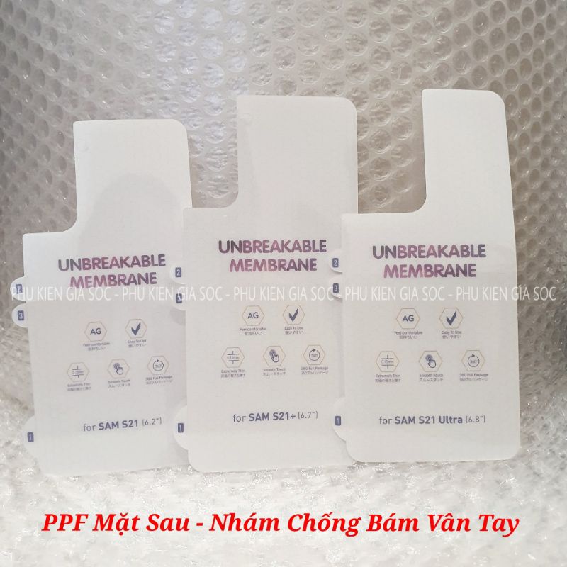 Miếng Dán PPF NHÁM Dành Cho Samsung S21/S21+/S21 Ultra - Chống Bám Vân Tay - Mặt Trước Và Sau Samsung