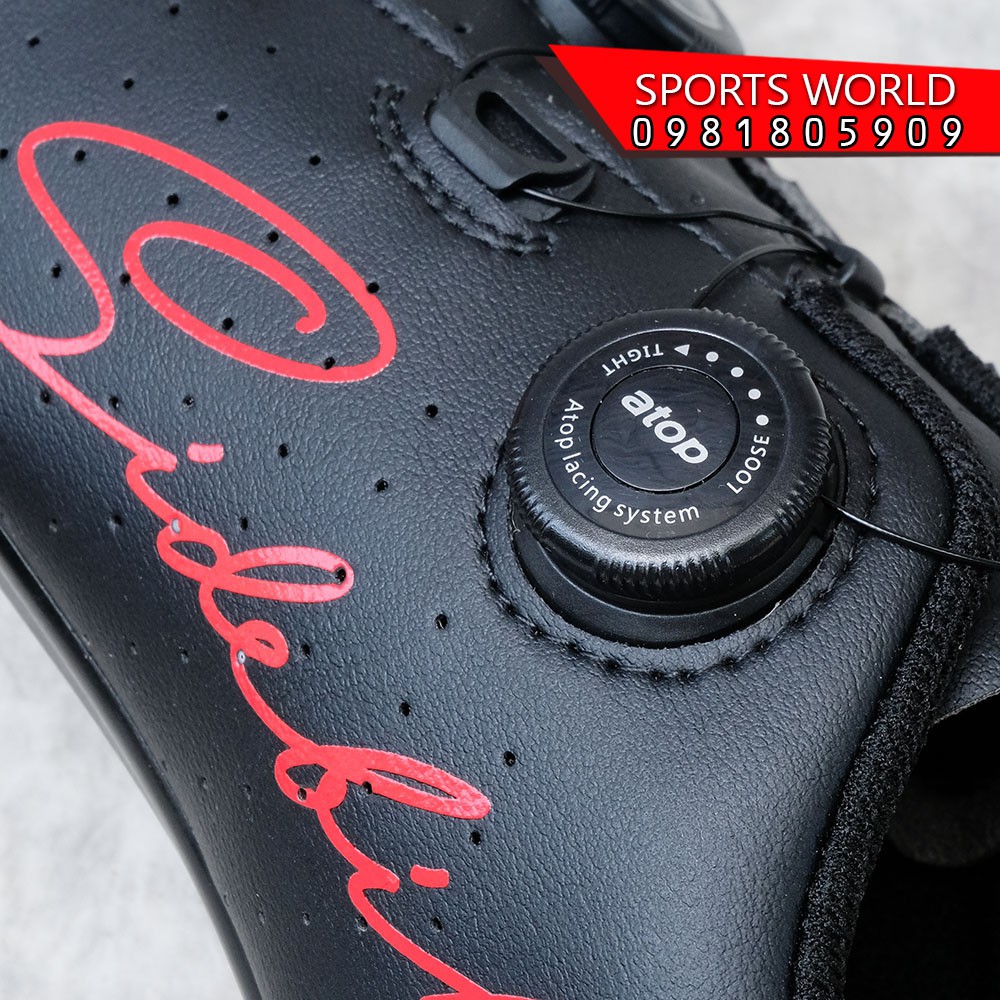 Giày can đạp xe, 2 khóa vặn, dòng Road SD-019 SIDEBIKE -BLACK-RED