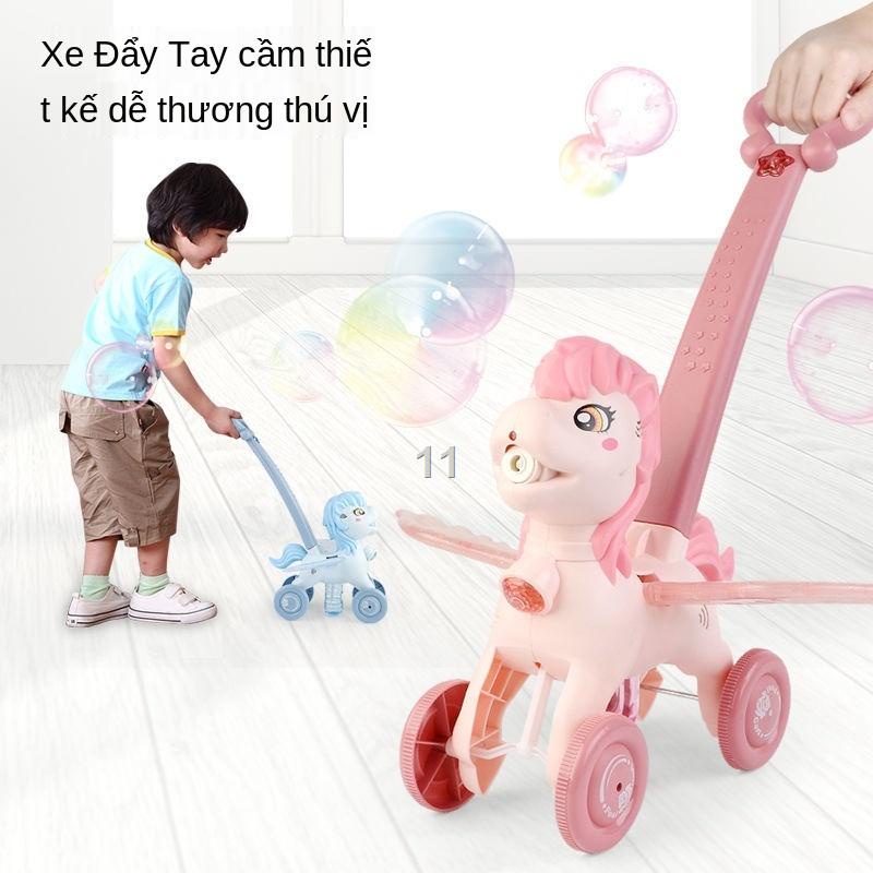 Máy thổi bong bóng điện ngựa con xe đẩy đồ chơi ngoài trời cho trẻ em vui chơi