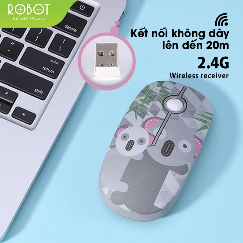 Chuột Không Dây Robot M330 Tĩnh Âm Thiết Kế Dễ Thương Silent Nhấp Im Lặng Kết Nối USB Nhỏ Gọn Tiện Dụng