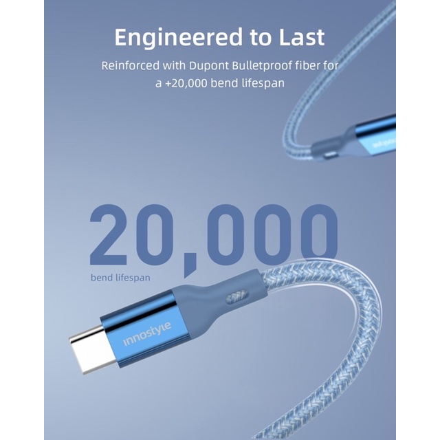 CÁP INNOSTYLE POWERFLEX USB-C TO LT 1.5M 20/30/60W ICL150AL