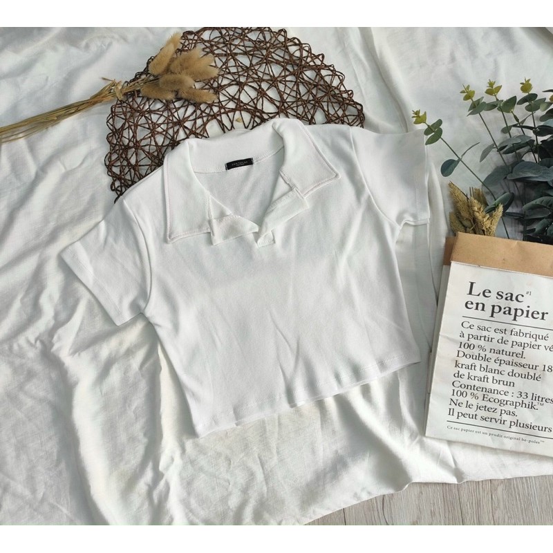 Áo croptop body cổ bẻ, ảnh thật trải sàn