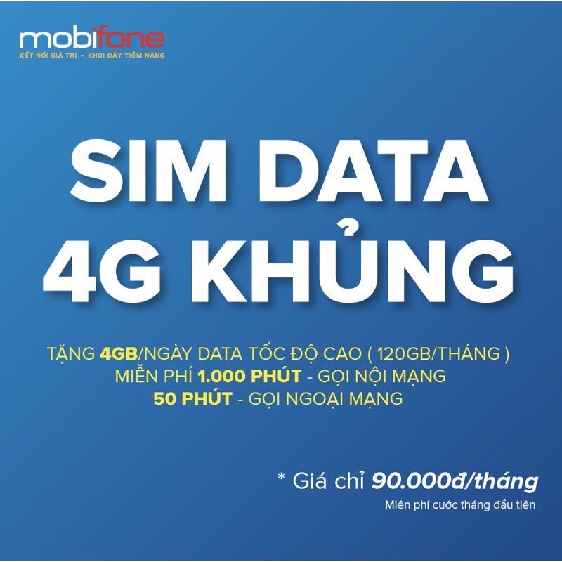 Sim mobifone vào mạng SIÊU RẺ C90 ( Tặng 4GB/ngày, 120GB/tháng tốc độ cao, MP 1.000p gọi NM, 50p gọi ngoại mạng)