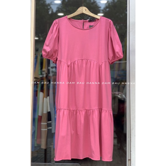 [HANNA] Đầm Bầu Mặc Ở Nhà Thun Cotton Cao Cấp Thoáng Mát Free Size 45-80KG Dáng Baby Doll Dễ Thương Cho Mẹ Trẻ